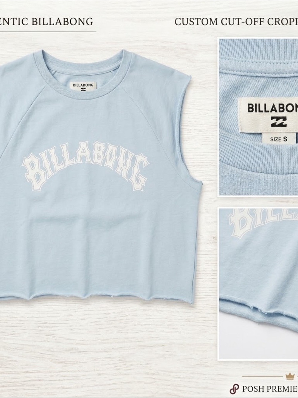 Billabong Light Blue Cut-Off Cropped Top